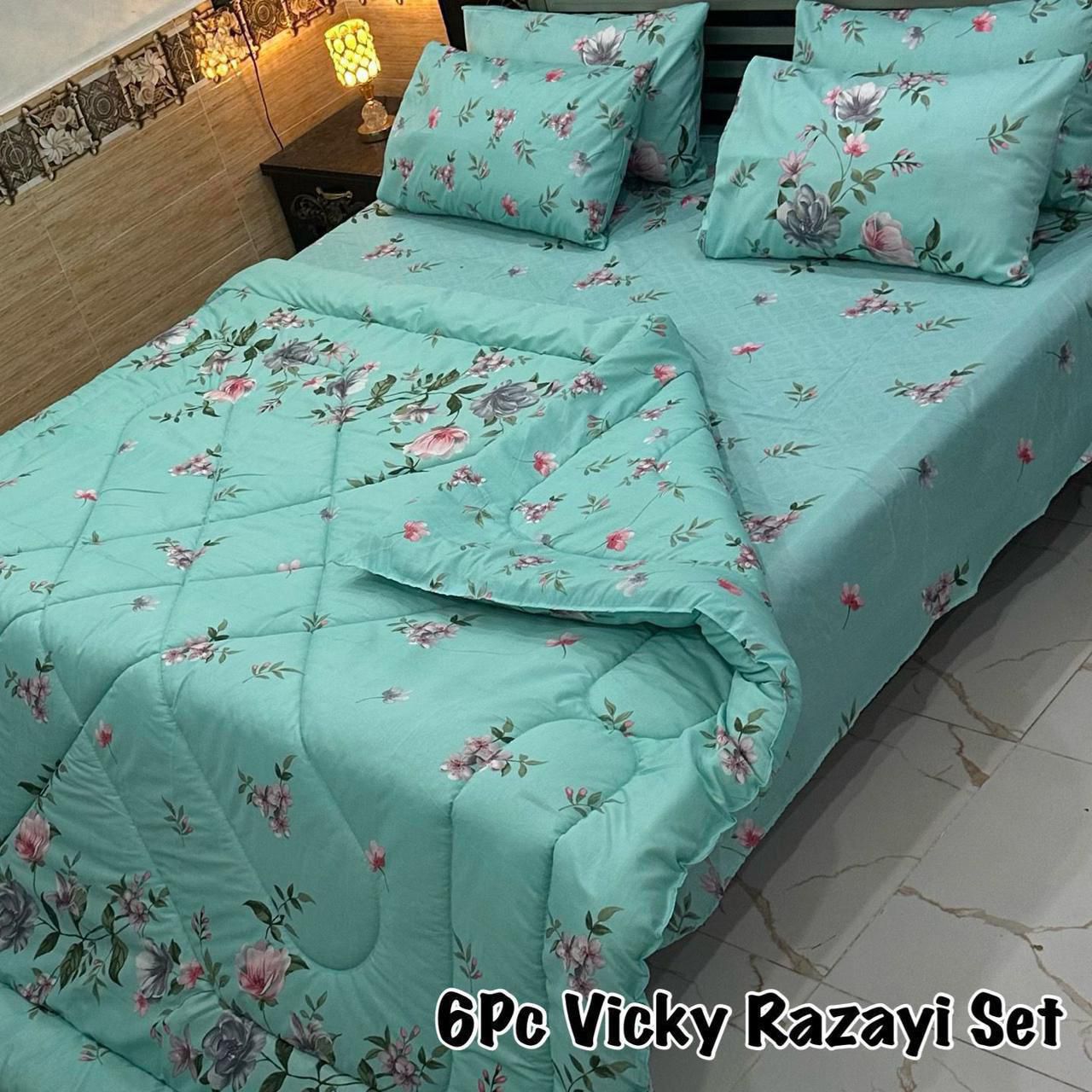 Bedarina 6 Piece Premium Floral Comforter Set – Aqua Bloom