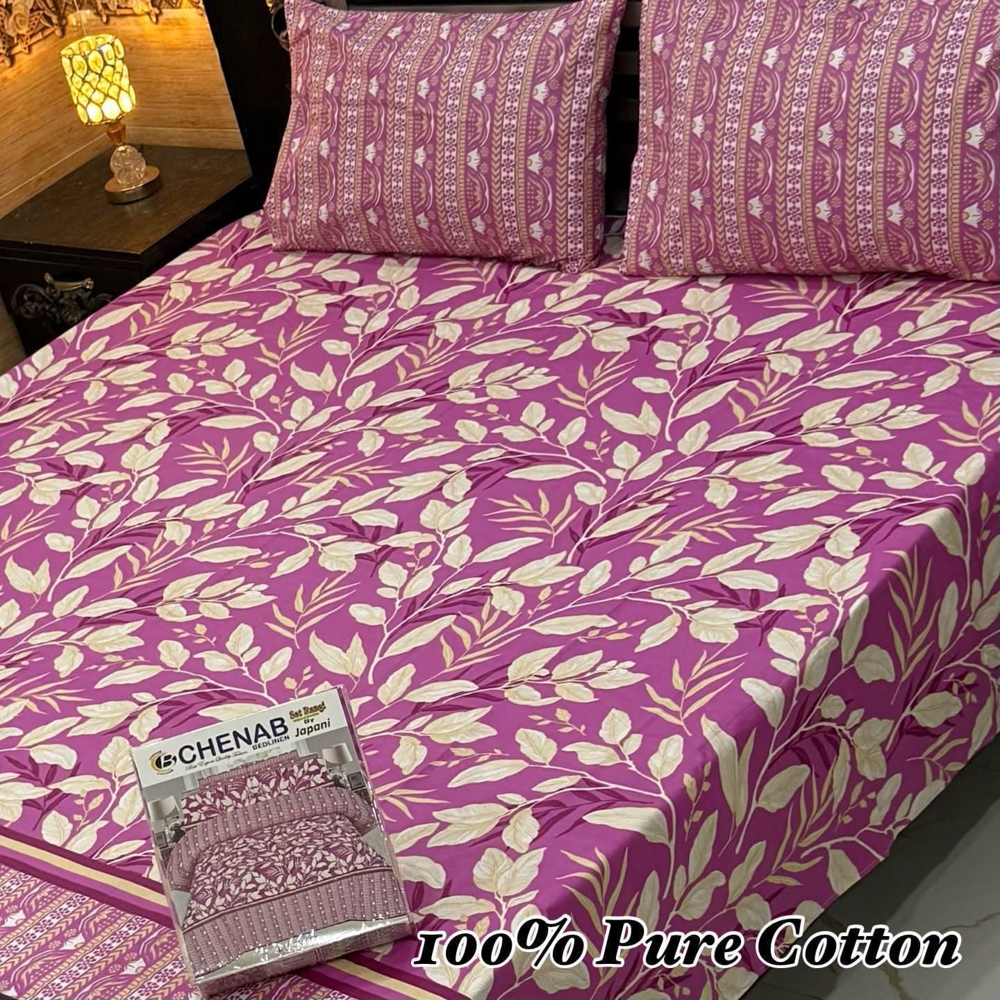 3 PCs Royal Lilac Cotton Bedsheet
