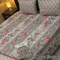 3 PCs Rose Stripe Cotton Bedsheet Set